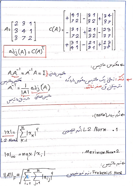 دانلود جزوه دست نویس ریاضیات جبر خطی برای هوش مصنوعی و پیاده سازی آن در پایتون